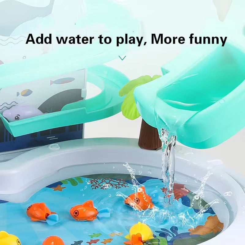 Children'S Toys Puzzle Rechargeable Magnetic Fishing Table Slide Game Music Rotating Disc Parent-Child Interactive Learning Gift