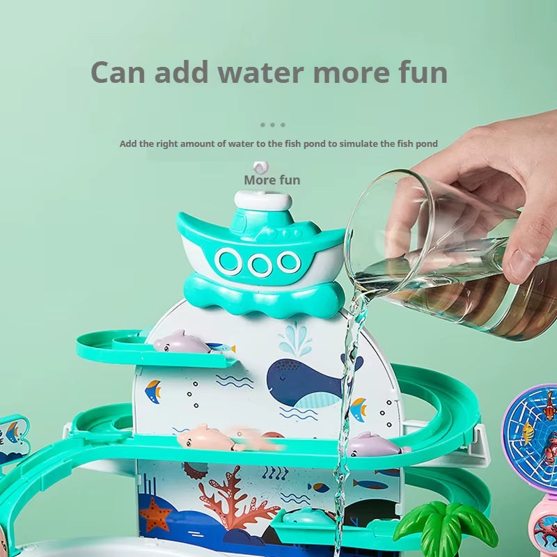 Children'S Toys Puzzle Rechargeable Magnetic Fishing Table Slide Game Music Rotating Disc Parent-Child Interactive Learning Gift