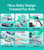 Children'S Toys Puzzle Rechargeable Magnetic Fishing Table Slide Game Music Rotating Disc Parent-Child Interactive Learning Gift